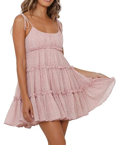 uxxnjfg Robe Plage Femme, Robe Longue Femme Ete Robe Grande Taille Mi Longue Fluide Femme sans Manches Robe Coton Boheme Femme Pas Cher Col Rond Mes Commandes Robe Rose S