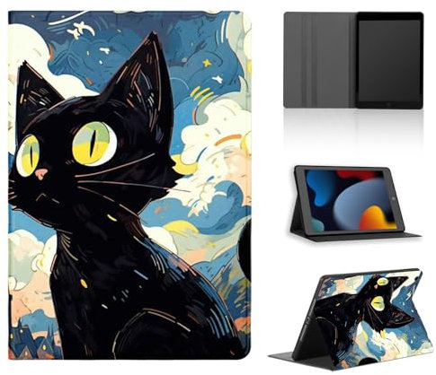 Funda Tablet para iPad 10,2 2021/2020/2019 9.ª/8.ª/ 7.ª Generación, Carcasa Lindo Anime Motifs Diseño de Cubierta Protectora Plegable Cuero de PU con Función de Soporte Protectora Case, Look Left