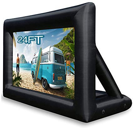 Schermo Gonfiabile per Proiezioni 24FT (7.3m), Schermo da Cinema Esterno con Tessuto Resistente - Ventilatore Silenzioso e Sacchetto di Trasporto Inclusi - Ideale per Giardino, Feste, Compleanni