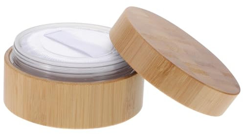 Gatuida Cofanetto Polvere in Bambù Naturale Con Portaspatola Integrato e Coperchio Ermetico Custodia Trucco Compatta e Antivento Per Cosmetici e Viaggi
