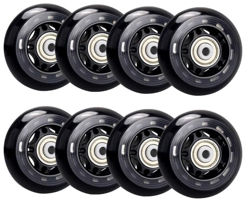 WSDAV Inline Skate Ersatzrollen, 82-88A Indoor Skating Rollen mit ABEC-7 Lagern, Gepäckrollen, Stützräder für Scooter - Schwarz