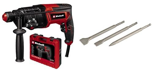 Einhell Martillo perforador TC-RH 800 4F(800 W, 2,6 julios, taladrar con percutor+ cincelar con/sin fijación, mecanismo de impacto neumático, SDS-Plus,funcionamiento continuo) + Set de cinceles SDS