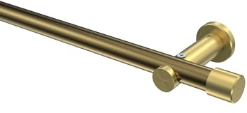 INTERDECO Gardinenstange 20 mm, moderne Vorhangstange aus Metall, Messing Antik mit Messing-Optik, ohne Gardinenringe, zur Wand- und Deckenmontage, Typ 10193111, 100 cm
