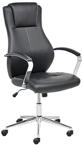 Beliani Office Executive Chair Seat Adjustment Tilt Thick Padding Faux Leather Black Adept