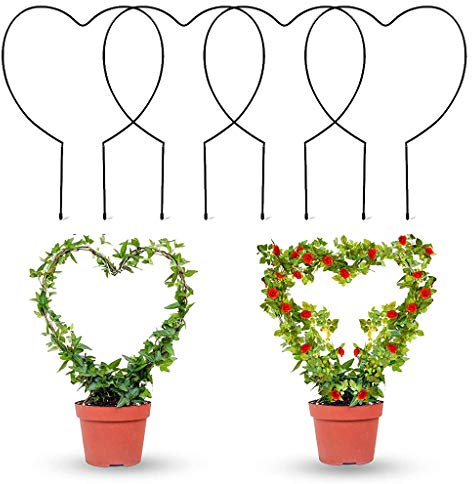 4er Set Schwarz Metall Garten Rankgitter Pflanzenhalter Herz/Runde Form für Pflanzen