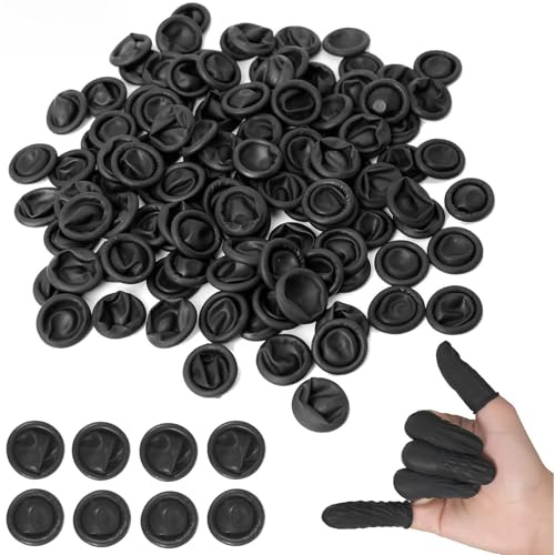 Cossaot 100 Pièces Doigtiers en Latex, Doigtier Silicone pour Doigt, Protege Doigt, Pansement Doigts, Protection imperméables du Bout des Doigts, pour Protéger les Blessés, Usage Médical(Noir)