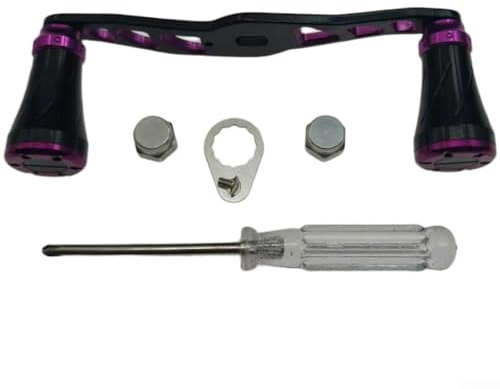 Shophubio Aluminium-Angelrollengriff, 8 x 5 mm Schaft, Baitcast-Rolle, Knauf, verlängerte 105 mm Kurbel für Barsch, Hecht, Süßwasserköder, Angeln, Reparatur, DIY-Teile, Schwarz / Rot