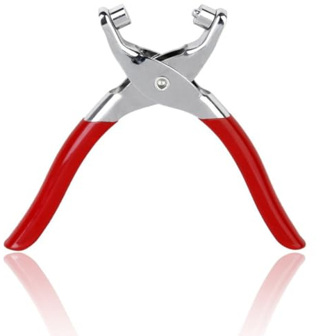Zerodeko 100% Pinza per Occhielli Professionale 4.5mm in Metallo Inox con Occhielli in Ottone Rossi per Abbigliamento e Borse in Pelle