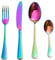 LEKOCH Bunte 4-teilig 18/10 Edelstahl Besteck Set (Regenbogen)
