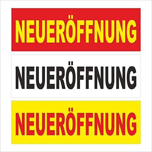 Neu-eröffnung – freie Farbwahl – 300x100cm - stabile 520g PVC Werbe-plane – in 3 Größen (150x50cm, 250x70cm, 300x100cm) verfügbar – P00002-003-3000x1000-RV