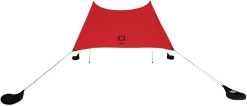 Neso Strandzelt mit Sandanker, tragbares Sonnendach - 2,1m x 2,1m – Patentierte mit verstärkten Ecken zur Stabilisierung (Lehua Rot)