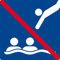 Schwimmbadschild - Springen verboten - Aluminium - 20 x 20 cm