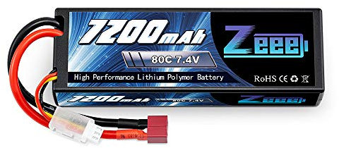 Zeee 2S Lipo Akku 7,4V 80C 7200mAh Hardcase Batterie mit T Stecker für RC Car RC Truck RC Auto Boot LKW Truggy RC Hobby
