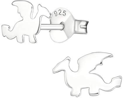 Monkimau Mädchen Ohrringe Drache Ohrstecker aus 925 Sterling Silver Silber
