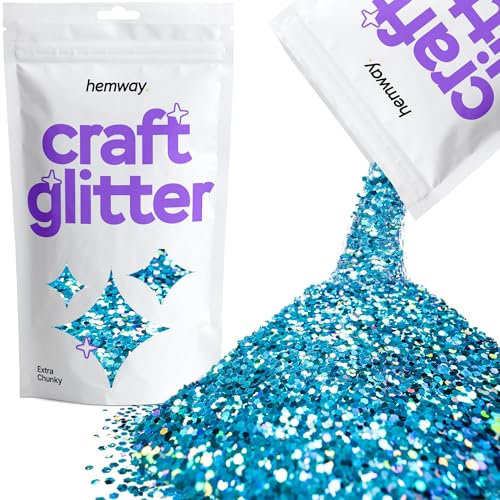 Hemway Ocean Blue Glitter Craft Chunky 1/40 0.025 pour 0.6MM Arts Crafts Gobelets papier de verre Décorations projets de bricolage