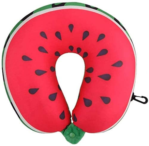 YMZ Resekuddar kreativ frukt U-formad resekudde nackkudde vattenmelon orange bilkudde vadderad hemtextil vikbar (färg: A), b, En storlek,