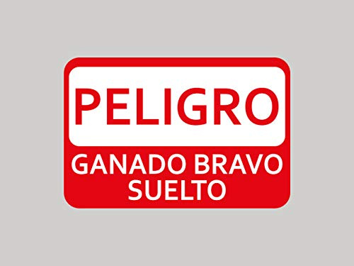 Oedim Pack 5 Señales de Peligro Ganado Bravo Suelto | 30x20cm | Finca Privada, Coto Privado, Caza Activa | Señaletica en Material Aluminio Blanco Resistente de 3mm | Duradera y Económica