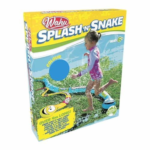 WAHU - Splash 'n' Snake - Jeu d'Été Serpent à Eau - Jeu de Plein Air À partir de 6 Ans - Jeu d'Eau Amusant de 4m de Long - Eclabousse et Rafraichit en Canicule - Raccord pour Tuyau d'Arrosage Inclus