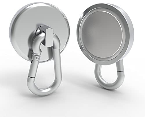 THCMAG Magnetic Hooks Carabiner Heavy Duty Neodymium Rare Earth Magnet with Swivel Carabiner Snap Hook for Indoor Outdoor Hanging Bagnet Grill Kitchen Purse Warehouse Office
