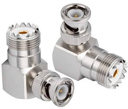 Vecys CB Radio Adapter SO239 UHF Female to BNC Male Right Angle 90-Degree Antenna Adapter for CB Antenna CB Aerial Ham Radio Walkie Talkie Handheld Radio Two way Radio PL259 Coax (2 pcs)