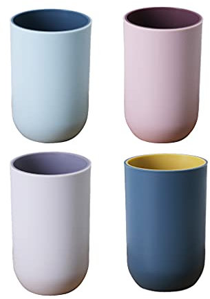 Abcsea 4 Pezzi Doppio Colore Tazza Spazzolino Da Denti, Porta Spazzolino da Denti da Viaggi, Bicchieri Porta Spazzolini, Porta Spazzolino e Dentifricio