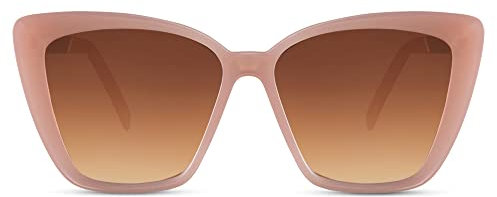 Cheapass Sunglasses Occhiali da Sole Stile Largo Occhio di Gatto Farfalla Trendy Rosa da Donna con Lenti Gradienti Marroni e Aste Metalliche d'Argento UV400 protetti