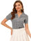 Allegra K Chemise à carreaux vichy pour femme, haut à carreaux pour femme, col volant, manches courtes, Noir , 44