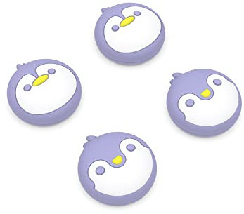 playvital Penguin Cute Thumb Grip Caps for PS5/4 Controller, Silicone Analog Stick Caps Cover for Xbox Series X/S, Thumbstick Caps for Switch Pro Controller-Light Violet