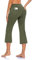 MOVE BEYOND Damen Yogahose 3/4 Sommerhose Caprihose Leicht Sporthose Butterweiche Jogginghose mit Taschen, Grün, S