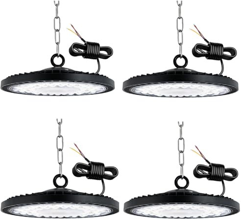 toobettp 4pcs 300W Faretto LED UFO, 30000LM Lampada da Officina,IP65 LED Industriale Faretto,Interni Industriale LED Luce Bianca 6000K Faretto per Industriale Officine Fabbrica