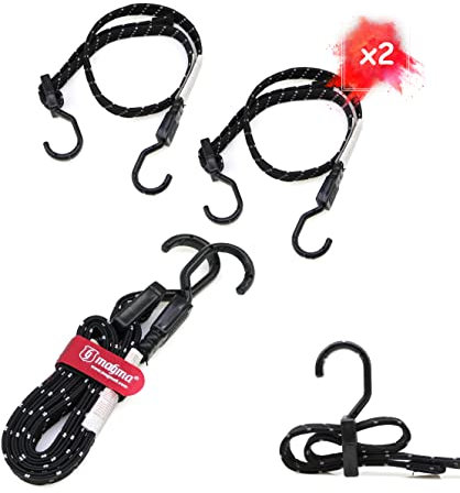 MAGMA 2 Pulpos Elásticos Planos de Sujeción 1m. Reflectantes. Longitud Ajustable. Tensor Plano para no Dañar la Carga. Bungee Cuerda Elástica Equipaje Coche, Moto, Bici, Camping, Toldos, Lonas. Negro