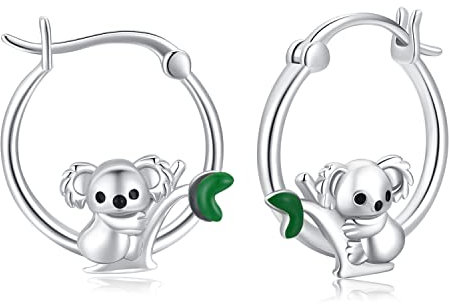 Koala Geschenk für Frauen 925 Sterling Silber Koala Ohrringe Koala Creolen Ohrringe Tier Schmuck Geschenke für Koala Liebhaber Mädchen Mutter