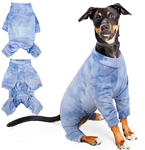 Hund Onesie, Hund Kleidung Weich HundPullover Atmungsaktiv Hund 4-beinige Hundepyjamas Jumpsuits Bodysuits Hund T-Shirts Bekleidung(Blau, XL)