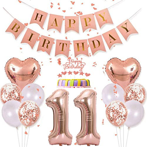 Conruich Deko 12. Geburtstag Mädchen, Rosegold Tortendeko Geburtstag 12 Jahre Mädchen, Geburtstagsdeko 12 Jahre Mädchen, Ballon 12 Geburtstags Mädchen, Happy Birthday Banner Deko 12 Geburtstags