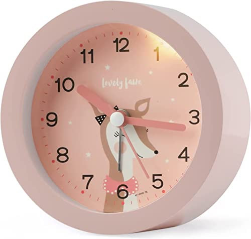 Juboos Despertador Infantil Simulado - Bonito Reloj Con Luz Nocturna Para Niños y Niñas - Silencioso (Rosa)