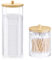 Navaris Cotton Bud and Tall Pad Holder Set (2 Pieces) - Includes 1 Bud Holder and 1 Tall Pad Container - Stackable Clear Jars with Bamboo Lids