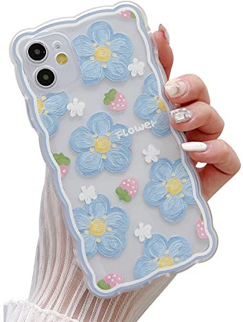 LSOUGUK Compatible with iPhone 11 Case for Women Girl,Cute Flower Strawberry Lace Design with Full Camera Lens Protection Case Fashion Slim Soft Silicone TPU Protective Floral Cover for iPhone 11 6.1"