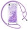 Vauki Handykette für iPhone 6/iPhone 6s Hülle mit Band, Silikon Durchsichtig Transparent Flüssig Glitzer mit Kette Kordel Treibsand Necklace TPU Schutzhülle Case für iPhone 6S, Lila