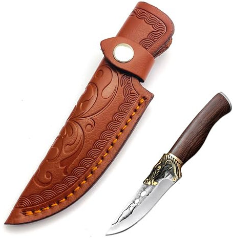 LONGHAO Leather Knife Sheath, Pocket Knife Holster for Hunting Jungle Exploration, Brown