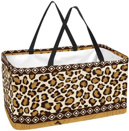Einkaufskorb Tier Leopard Giraffe Haut Wiederverwendbare Einkaufstasche Wäschekorb Tragbare Picknick Einkaufstaschen