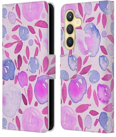 Head Case Designs Licenza Ufficiale Haroulita Lillà Acquarelli Custodia Portafoglio in Pelle Compatibile con Samsung Galaxy S24 5G