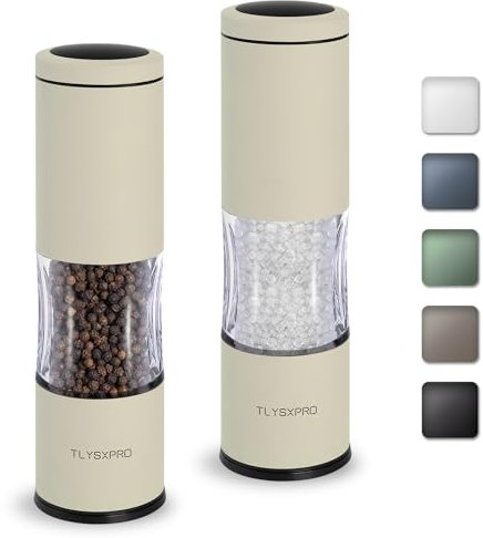 TLYSXPRO Salt and Pepper Grinder Set with Adjustable Coarseness | Manual Pepper Mill Grinder with Refillable Design | Ceramic Core | Kitchen Essential (2 Packs, Buttercream)