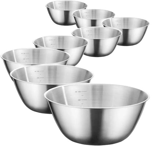 WANBY Stainless Steel Bowls 304 Metal Lightweight Unbreakable Dinner Bowls Set Non-Toxin Dishwasher Safe BPA Free and Healthy (8 Pack 28Oz)