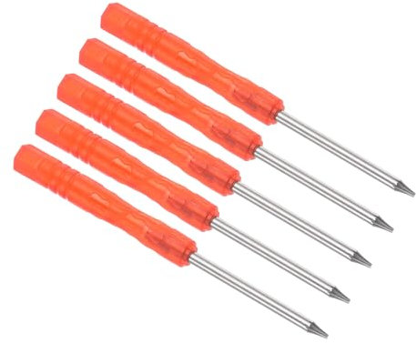CoCud Kleiner Torx-Schraubendreher, 85 mm Länge, Stahl T4 Sternkopf Schraubenzieher mit rutschfestem rotem Griff - (Anwendungen: für Brillen, Uhren, Elektronik, Computer), 5 Stück