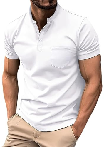 Cocila Mens Dress Shirts Summer Casual Short Sleeved Buttons Lapel Tops Solid Color Soft Work T Shirt Patterned Country Western