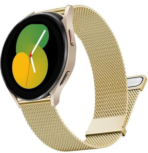 DEALELE Armband Kompatibel mit Samsung Galaxy Watch 7 / FE / 6/6 Classic / 5/5 Pro / 4/4 Classic, 20mm Edelstahl Metall Magnetisch Mesh Armbänder für Huawei GT3 / GT2 42mm Herren Damen, Gold
