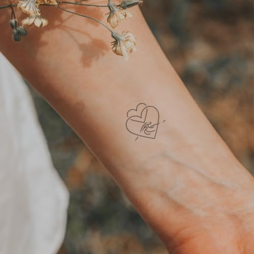 Welle im Herzen - Inkster Tattoo | vegane & wasserfeste Temporäre Tattoos für Erwachsene - EU-Kosmetikzertifizierte Farbe - revolutionäres 2 Wochen Tattoo | Premium Klebetattoos