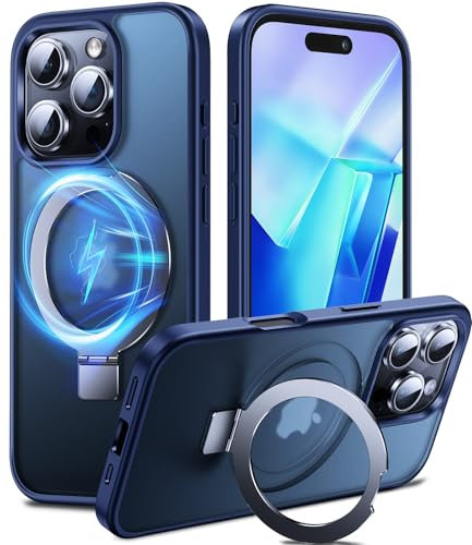 Chicfun 3-in-1 [Magnetic+KickStand+Ring Holder] for iPhone 16 Pro Max Case Stand Ring Holder Compatible with MagSafe, Military Shockproof Protective iPhone 16 Pro Max Phone Case Kickstand Cover Blue
