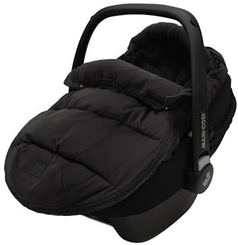 Jollein Fußsack Puffed - Schwarz - Für Babyschale Kinderautositz Gruppe 0+ und Kinderwagen - Für 3-Punkt- und 5-Punkt-Gurt