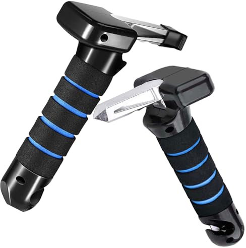 MINICIRCLES Poignée de voiture pour personnes âgées handicapées Aide à la mobilité pour entrer/sortir de la voiture, 3 en 1 avec coupe-ceinture de sécurité, brise-fenêtre, poignée de porte de voiture